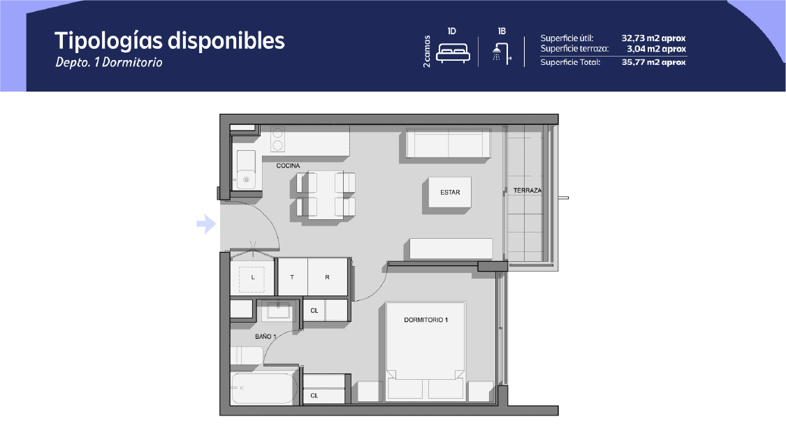 Tipología 1 Dormitorio