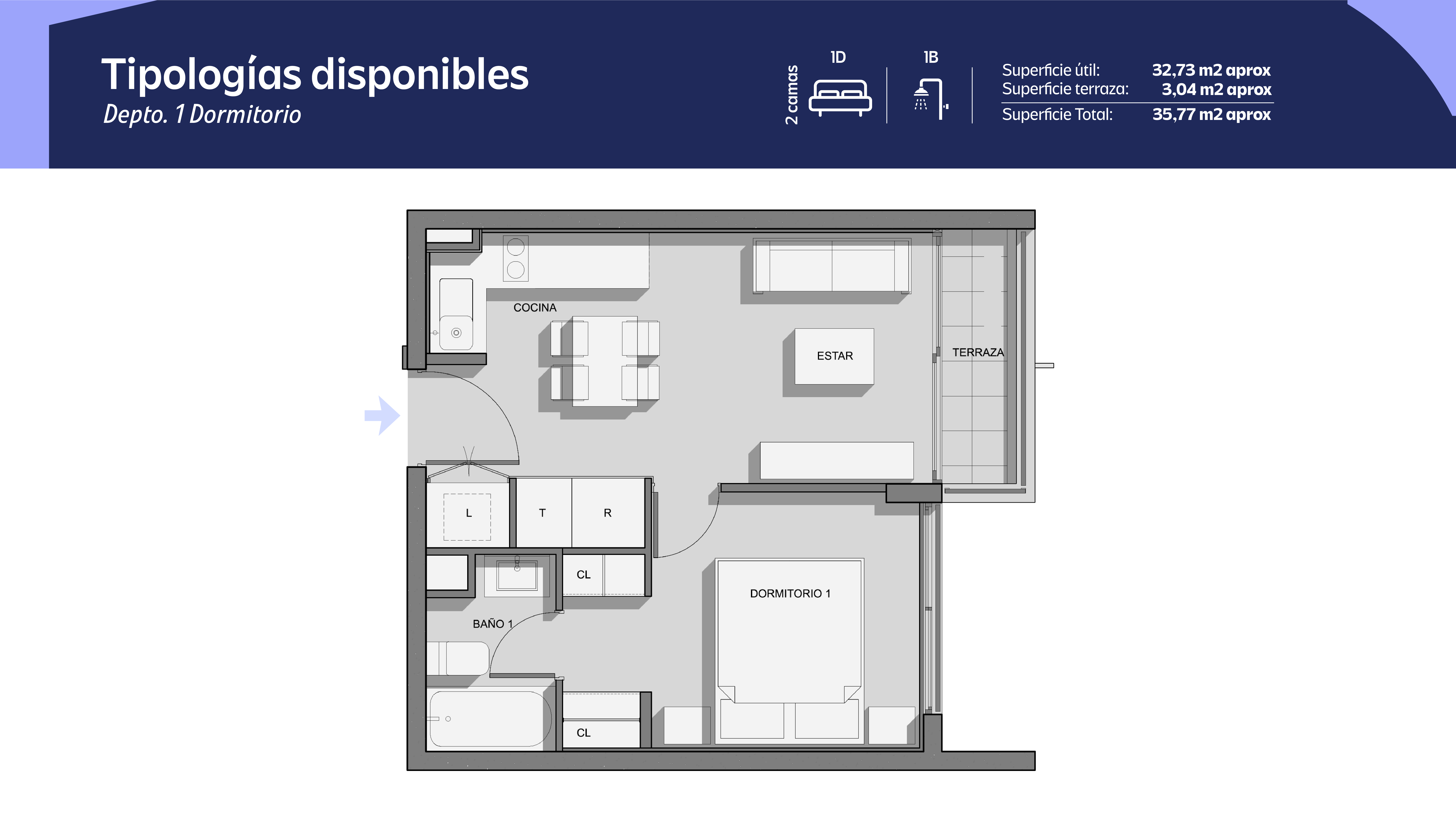 Tipología 1 Dormitorio
