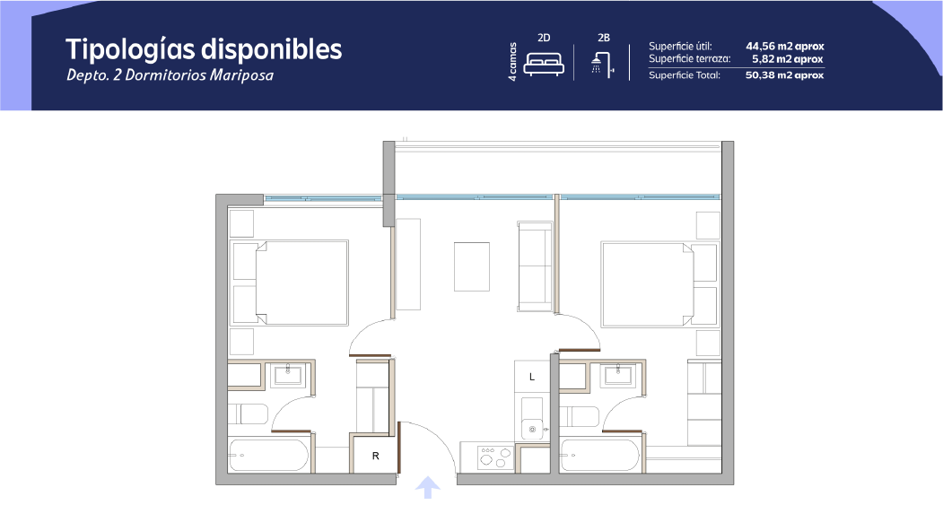 Tipología 2 Dormitorios 2 Baños