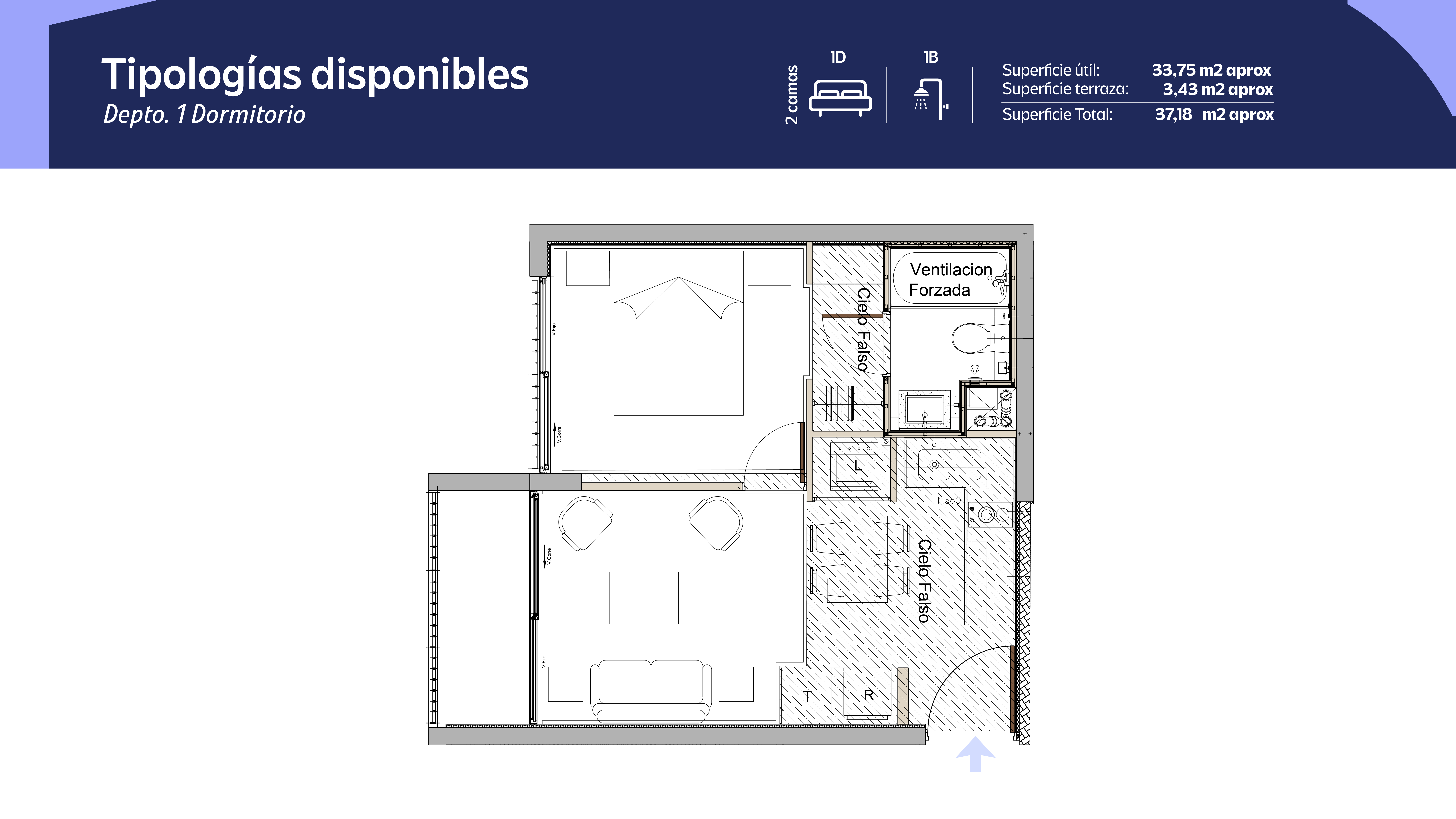Tipología 2 Dormitorios 2 Baños